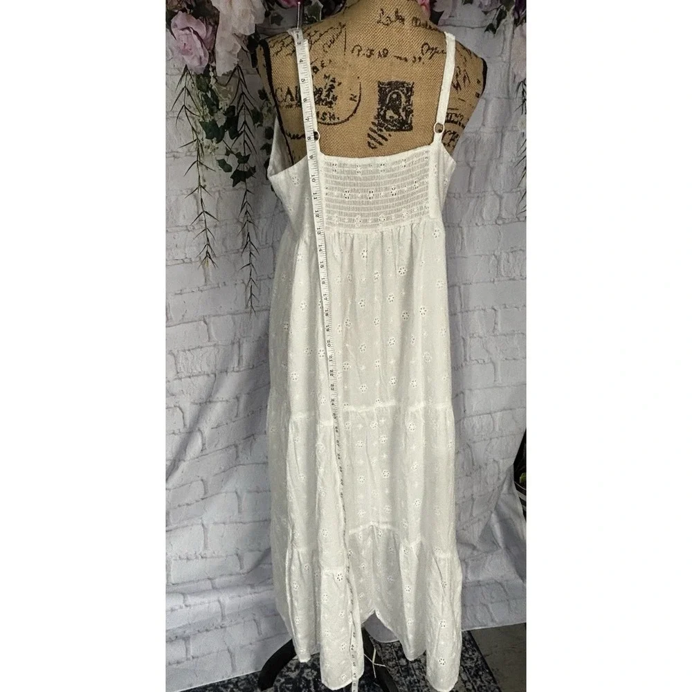 Ophelia Roe White Eyelet‎ Prairie Midi Dress Cottagecore Coquette XL - Picture 9 of 13
